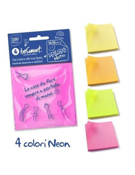POST-IT STICK NOTES NEON 76X76 (1 BLOCCHETTO DA 100 FOGLI)